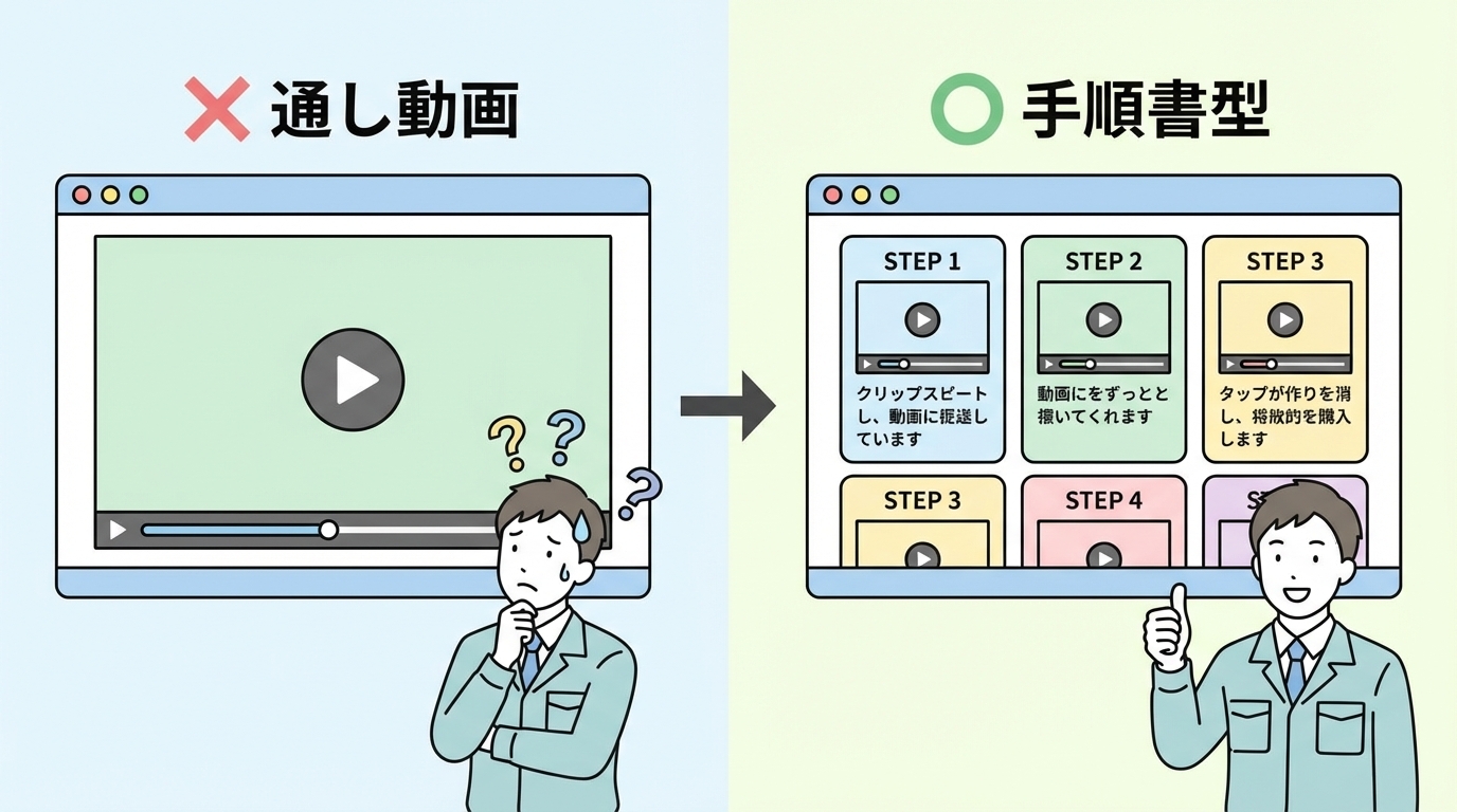 通し動画と手順書型の比較