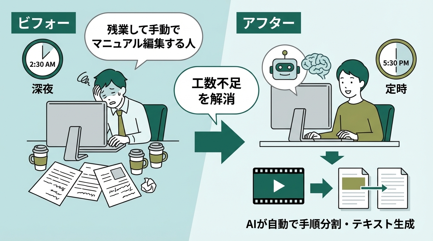 マニュアル作成の工数不足を解消！AI×動画活用術