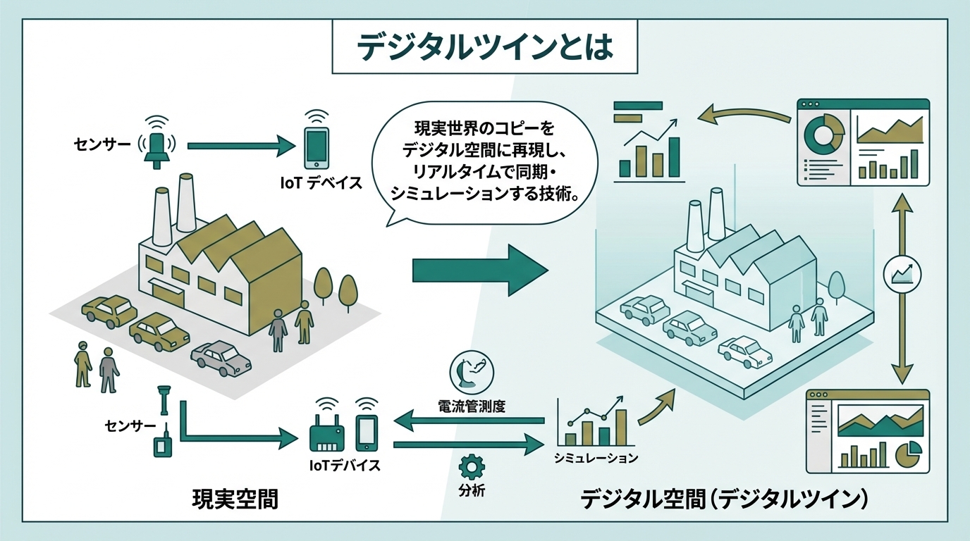 現実空間とデジタル空間の対応関係を示す図解