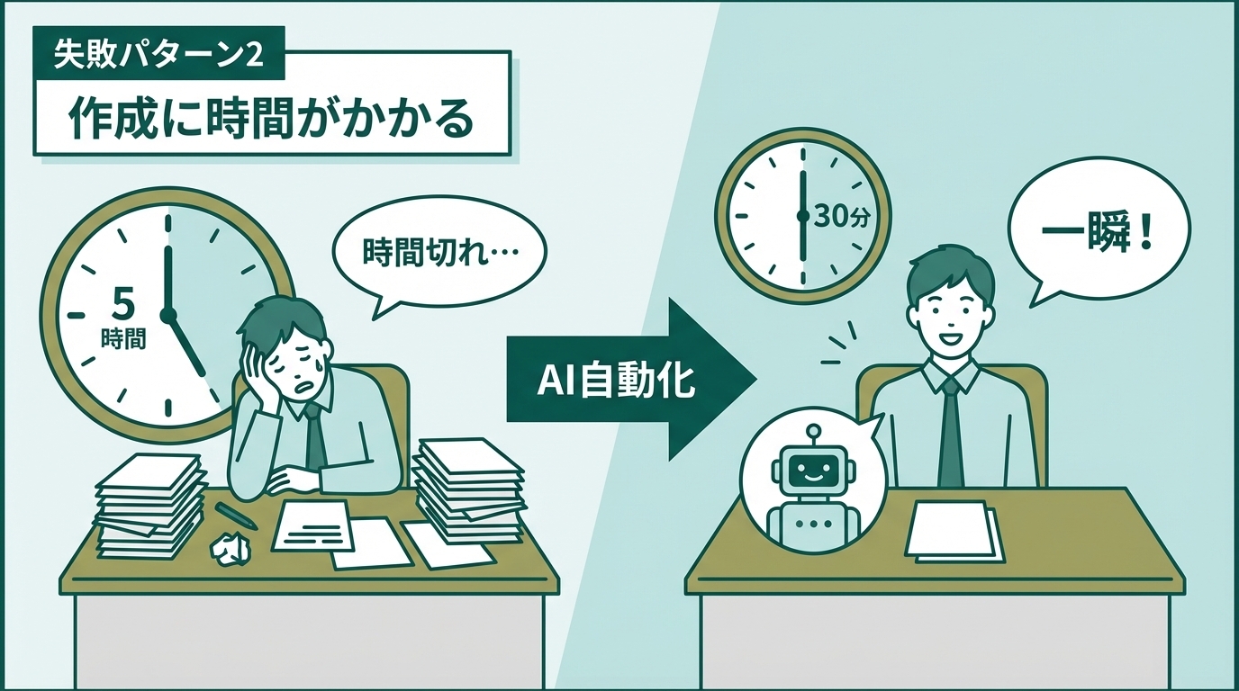 失敗パターン2：作成に時間がかかる