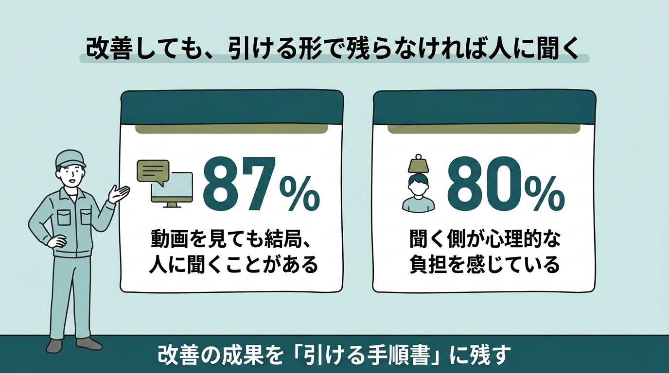 動画を見ても結局人に聞くが87%、聞く側の心理的負担が80%という調査結果