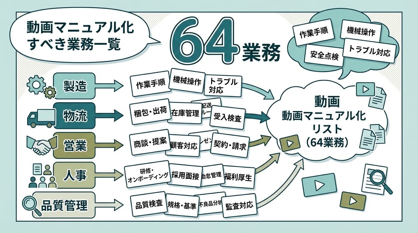 動画マニュアルを作成するべき業務64選