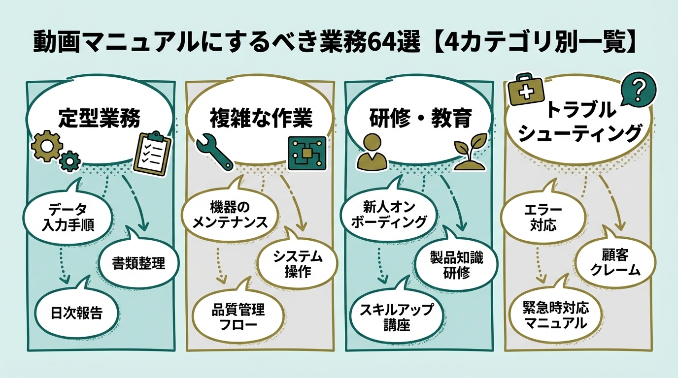 4カテゴリの業務分類を示すアイコン付き図解