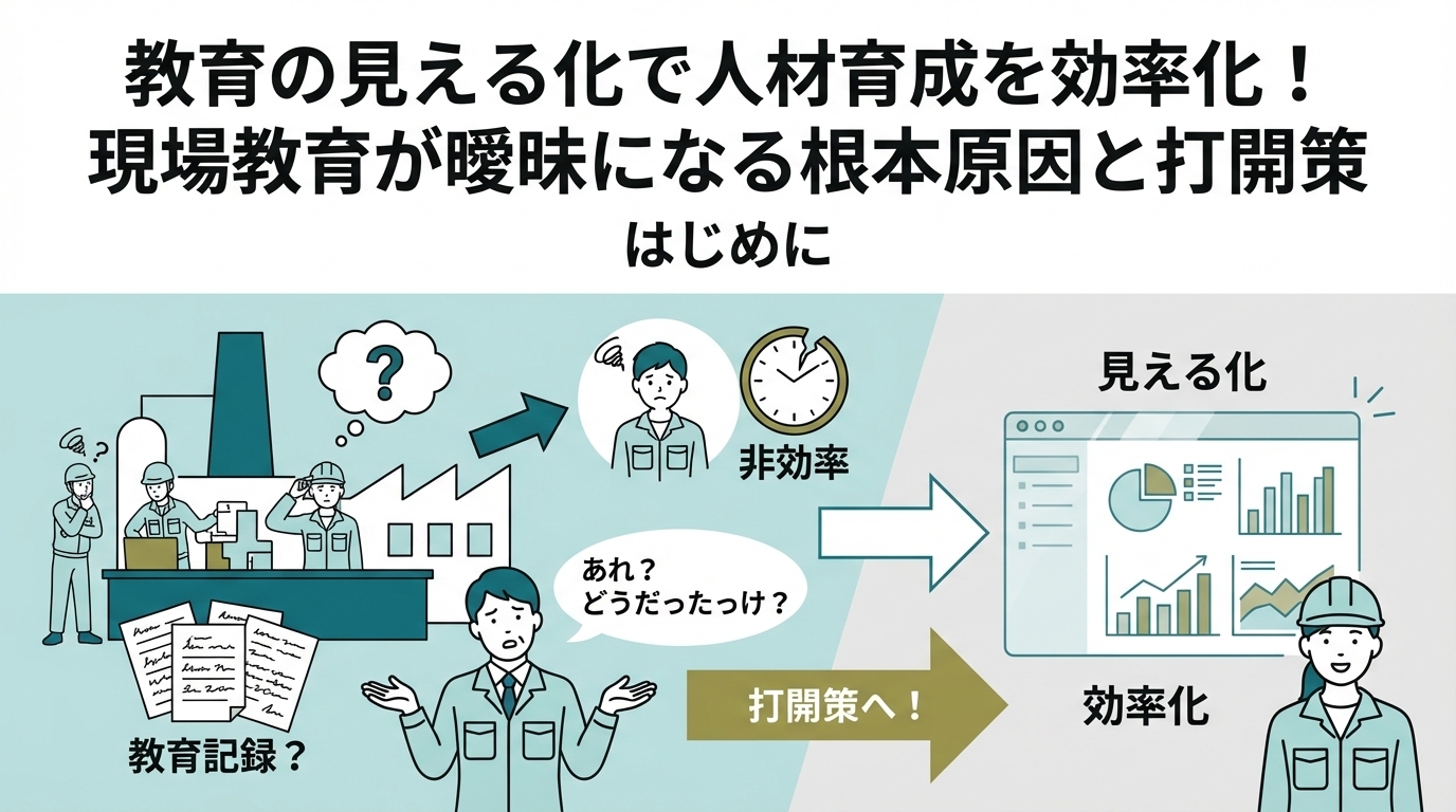 教育記録が曖昧な製造現場のイメージ